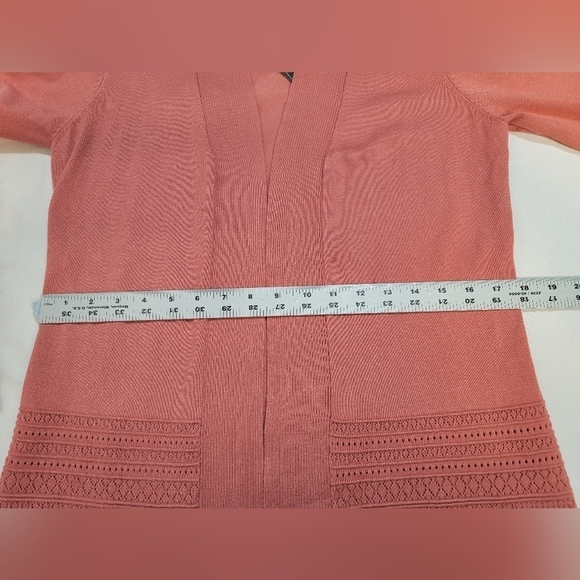 LETY & ME GABBY POINTELLE Women's Size Small Long Sleeve Open Front Cardigan - Picture 4 of 12